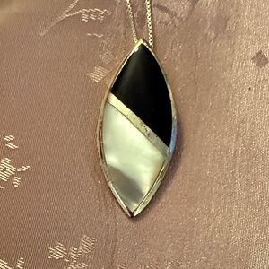 Elegant Black and sterling Silver Pendant Necklace
